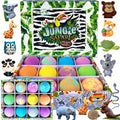 Bath Bombs for Kids with Surprise Inside, 12 Bubble Bath Fizzies with Jungle Animal Toys. Moisturizing, Gentle & Kids Safe, Rainbow Spa Bath Fizz, Stocking Stuffers Christmas Gifts for Boys, Girls