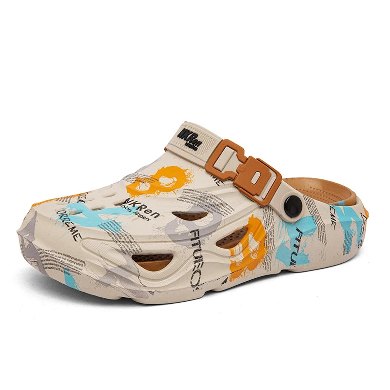 2025 New Men's Clogs Slippers Home Platform Sandals Summer Outdoor Beach Water Shoes Non-slip Male Sneakers Lightweight Sandals