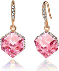 Austrian Crystal Cube Drop Dangle Earrings for Women 14K Gold Plated Hypoallergenic Jewelry