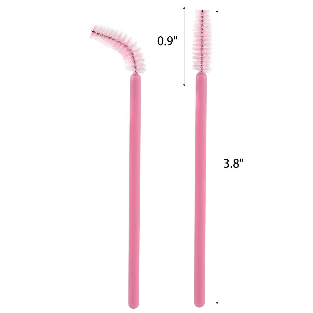 300 Disposable Spoolies Mascara Eyelash Wands Brush Applicator for Eyelash Extension Eyebrow and Makeup Pink