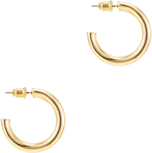 14K Gold Plated Hoop Earrings for Women - 3.5Mm Thick Infinity Gold Hoops Women Earrings - Plated Loop - Lightweight Set