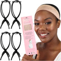 Bundle Wig Grip Band + Wig Stands, Non Slip Extra Hold Tan Wig Band for Wigs and Frontals + 4-Pack Wig Stands for Drying, Styling, or Displaying
