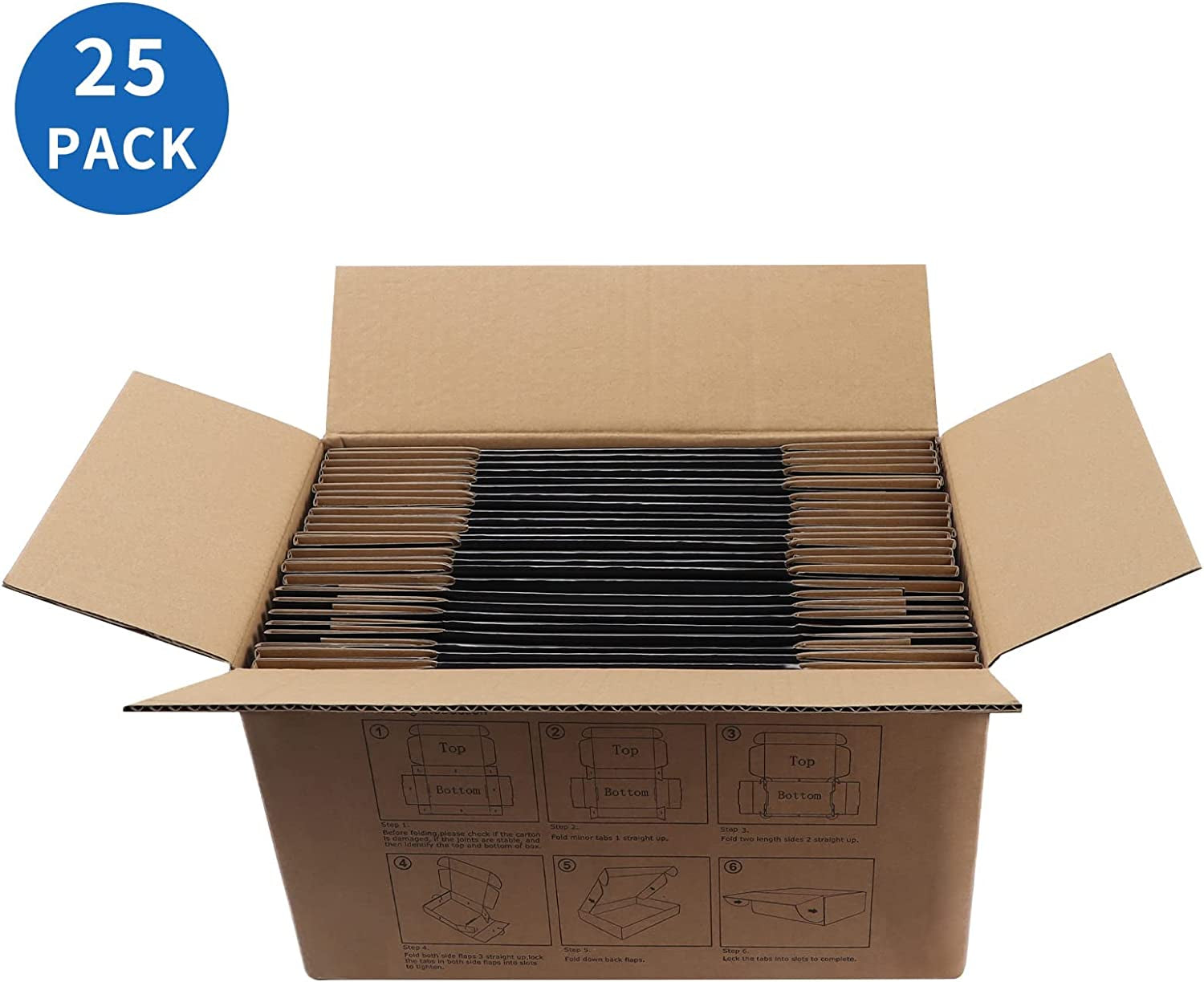 25 Pack 6X4X3 Shipping Boxes for Small Business, Black Packaging Cardboard Boxes, Moving Mailing Packing Box