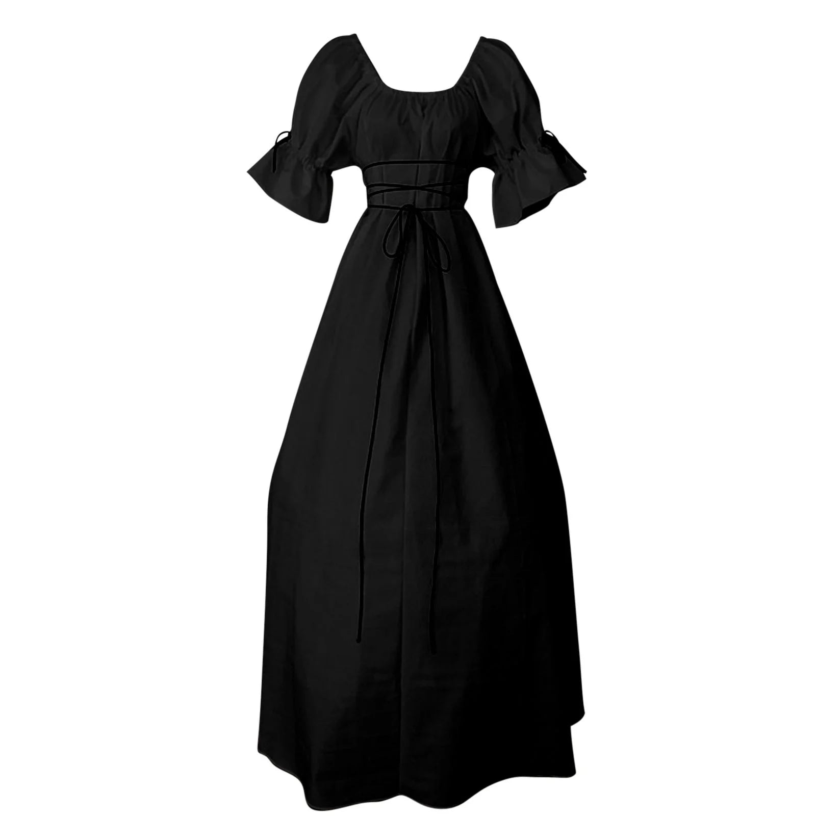 Women'S Sleeveless Dress Zipper Corset Square Neck Ruffled Skirt Lace Midi Dress Evening Party Dress Formal Evening Dress Long Sleeve round Neck Belt Irregular Dress Court Dress