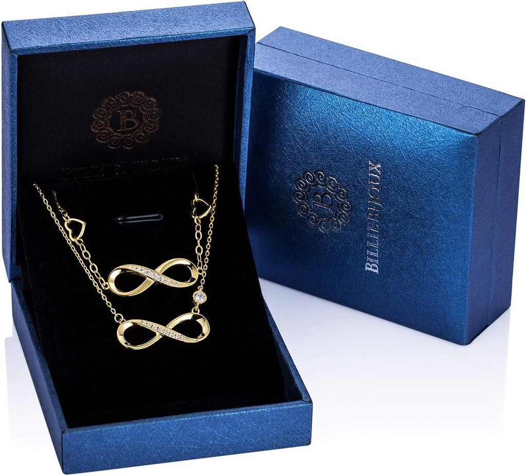 925 Sterling Silver Necklace Bracelet Jewelry Sets Infinity Love Jewelry Sets White Gold Plated Women Necklace Gifts for Women
