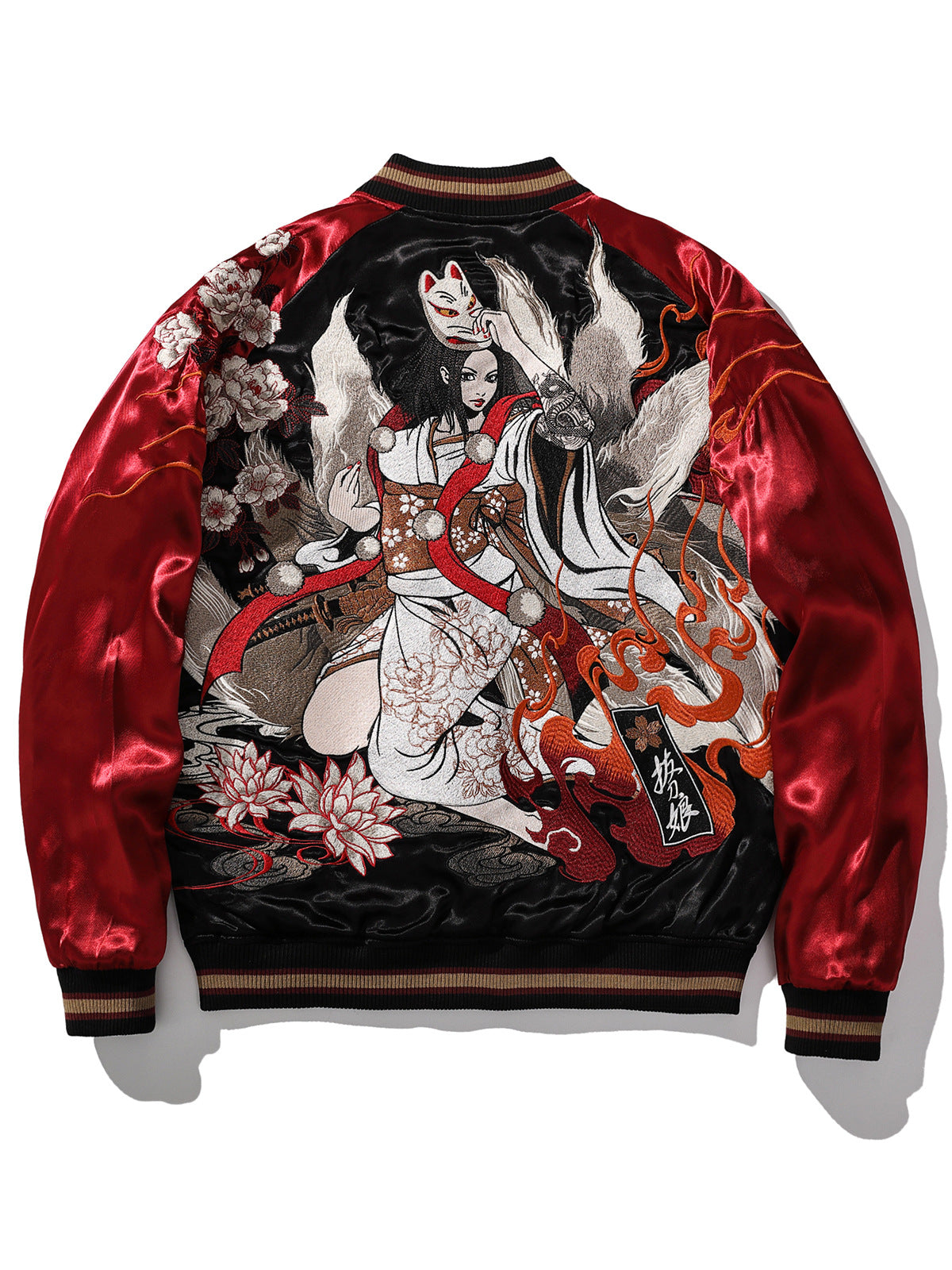 Embroidery Nine-Tailed Fairy Fox Baseball Jacket Coat