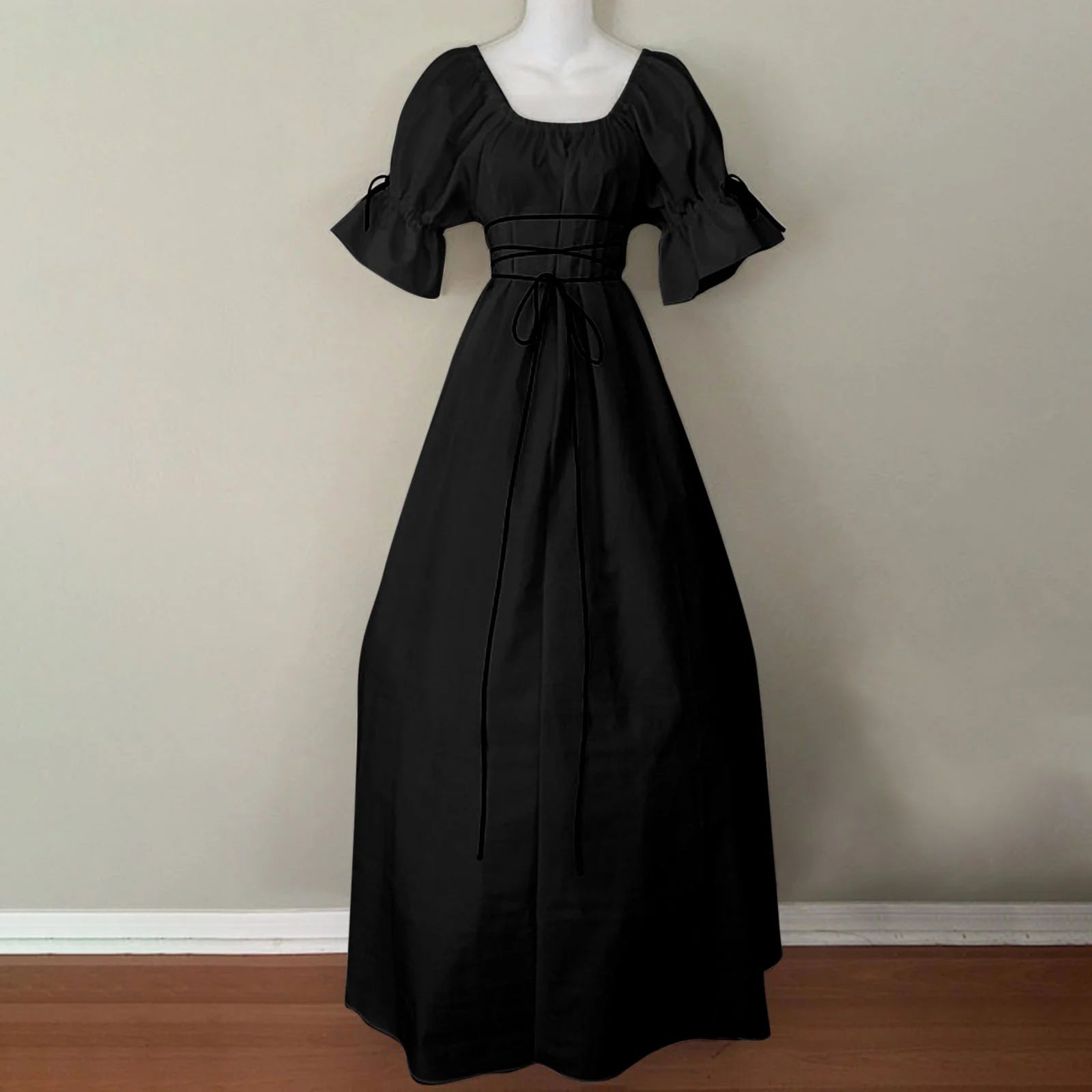 Women'S Sleeveless Dress Zipper Corset Square Neck Ruffled Skirt Lace Midi Dress Evening Party Dress Formal Evening Dress Long Sleeve round Neck Belt Irregular Dress Court Dress