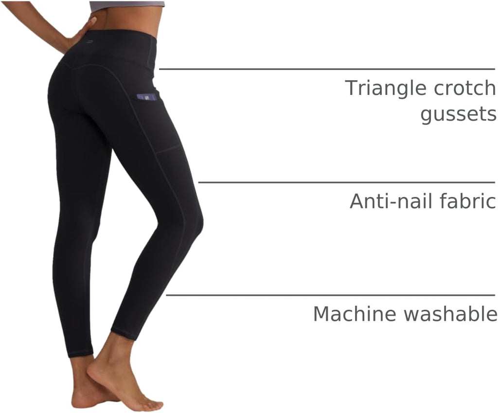 Anti-Nail Leggings for Women, Non-See-Through Yoga Pants with Phone Pockets, Tummy Control Full-Length/Capri Tights