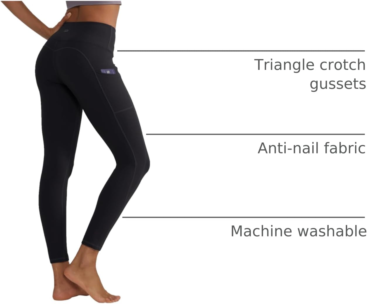 Anti-Nail Leggings for Women, Non-See-Through Yoga Pants with Phone Pockets, Tummy Control Full-Length/Capri Tights