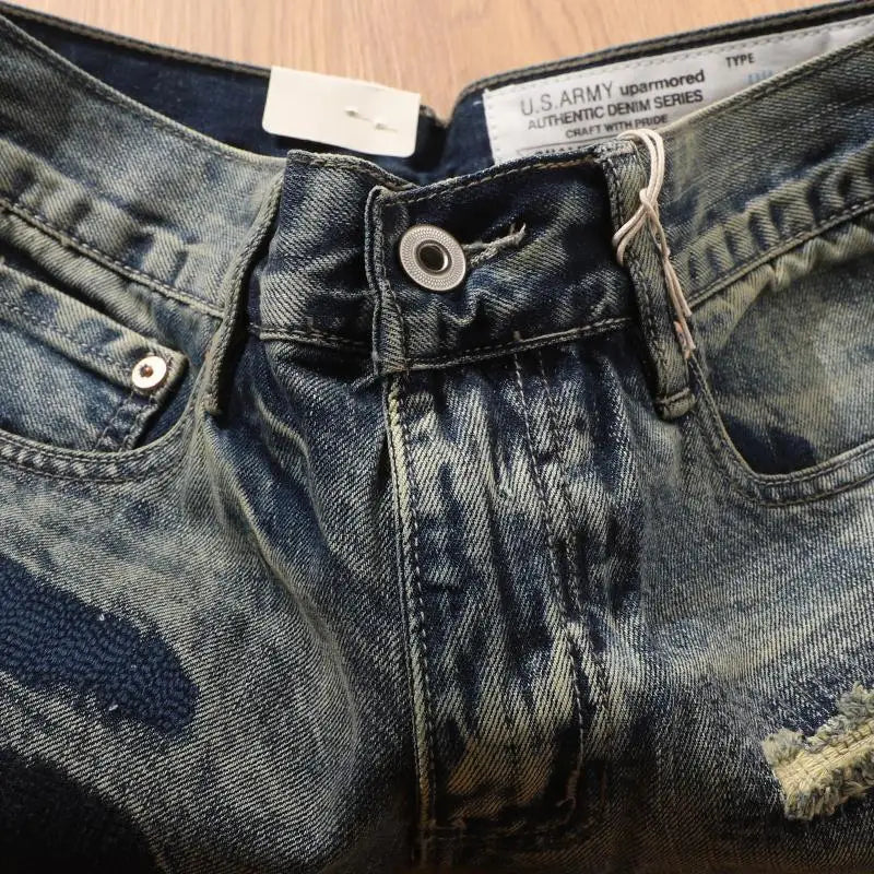 Retro Patchwork Denim Shorts