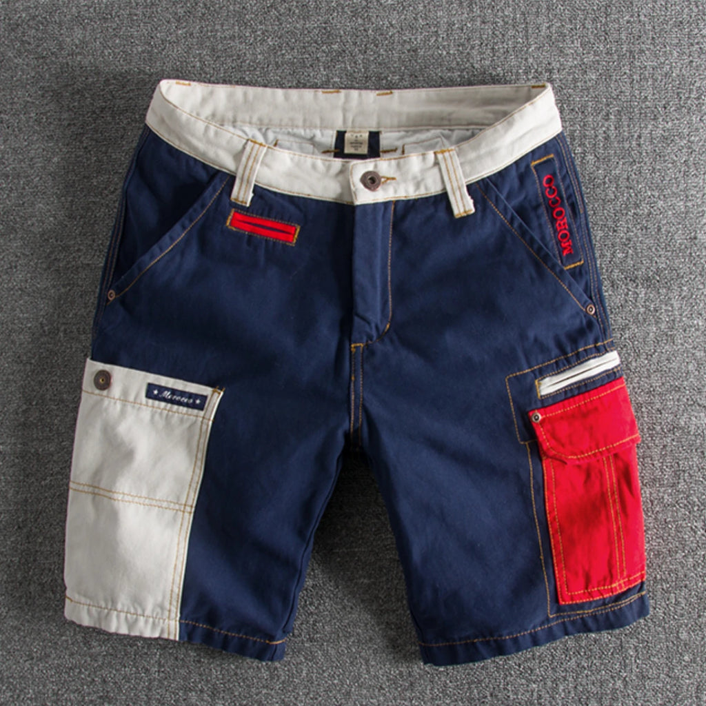 Summer Slim Fit Color-Spliced Cargo Shorts