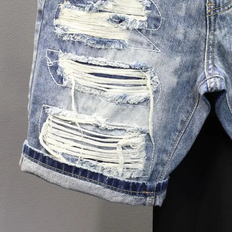 Summer Ripped Denim Shorts for Men
