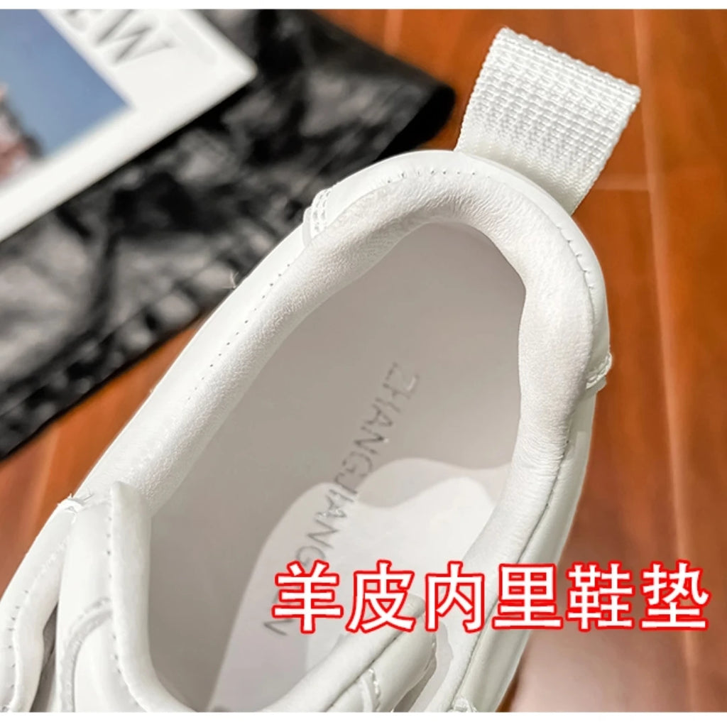 14cm Chunky Sneakers for Women Super Increasing Women Shoes High Quality Real Leather Shoes Lightweight Platform Shoes 8-14cm