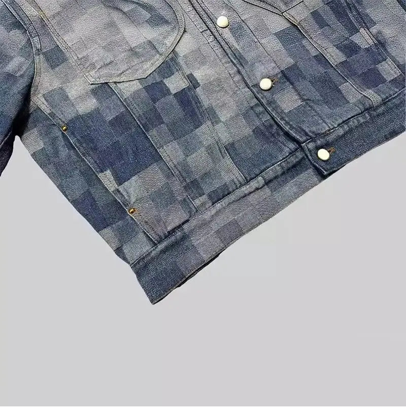 Vintage Plaid Denim Streetwear Jacket