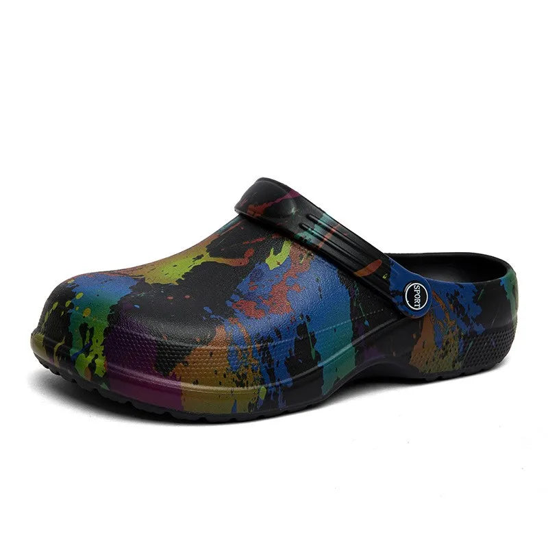 Asgrad Summer Clogs Sandals For Men Soft EVA Waterproof Garden Shoes Fashion Printing Beach Slippers Soft Comfort House Slides