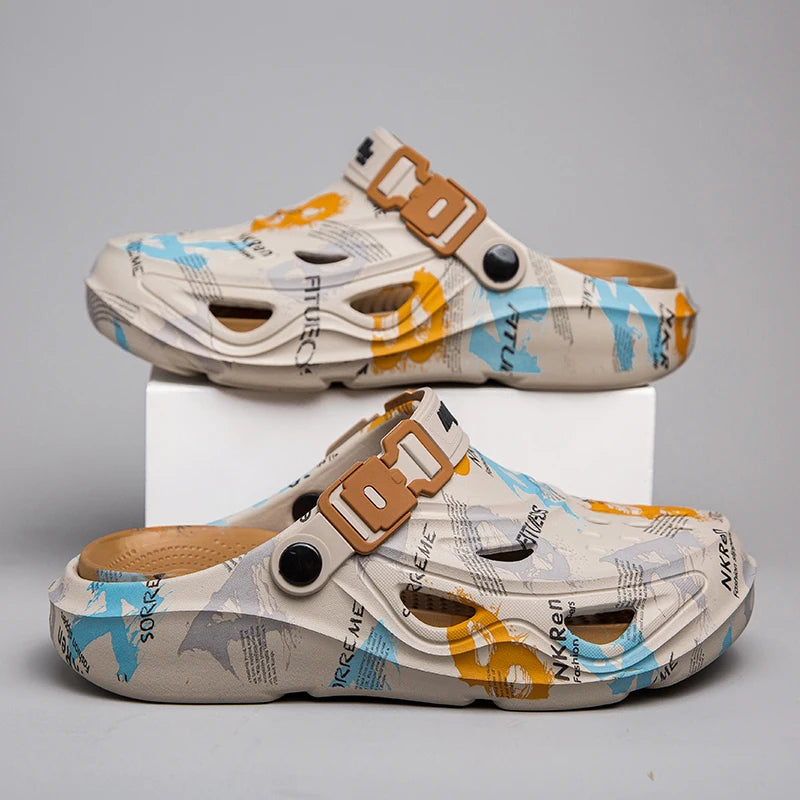 2025 New Men's Clogs Slippers Home Platform Sandals Summer Outdoor Beach Water Shoes Non-slip Male Sneakers Lightweight Sandals