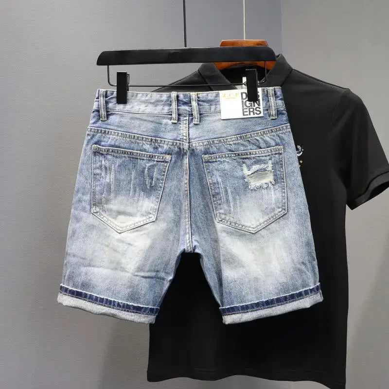 Summer Ripped Denim Shorts for Men