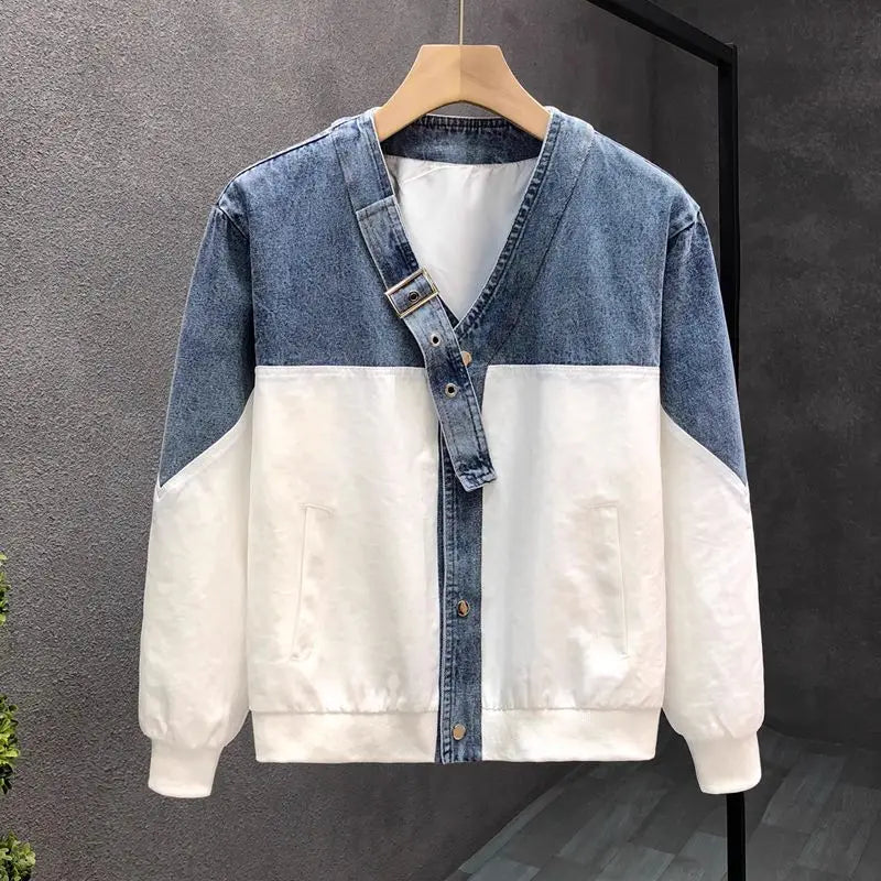 V-Neck Luxury Denim Jacket