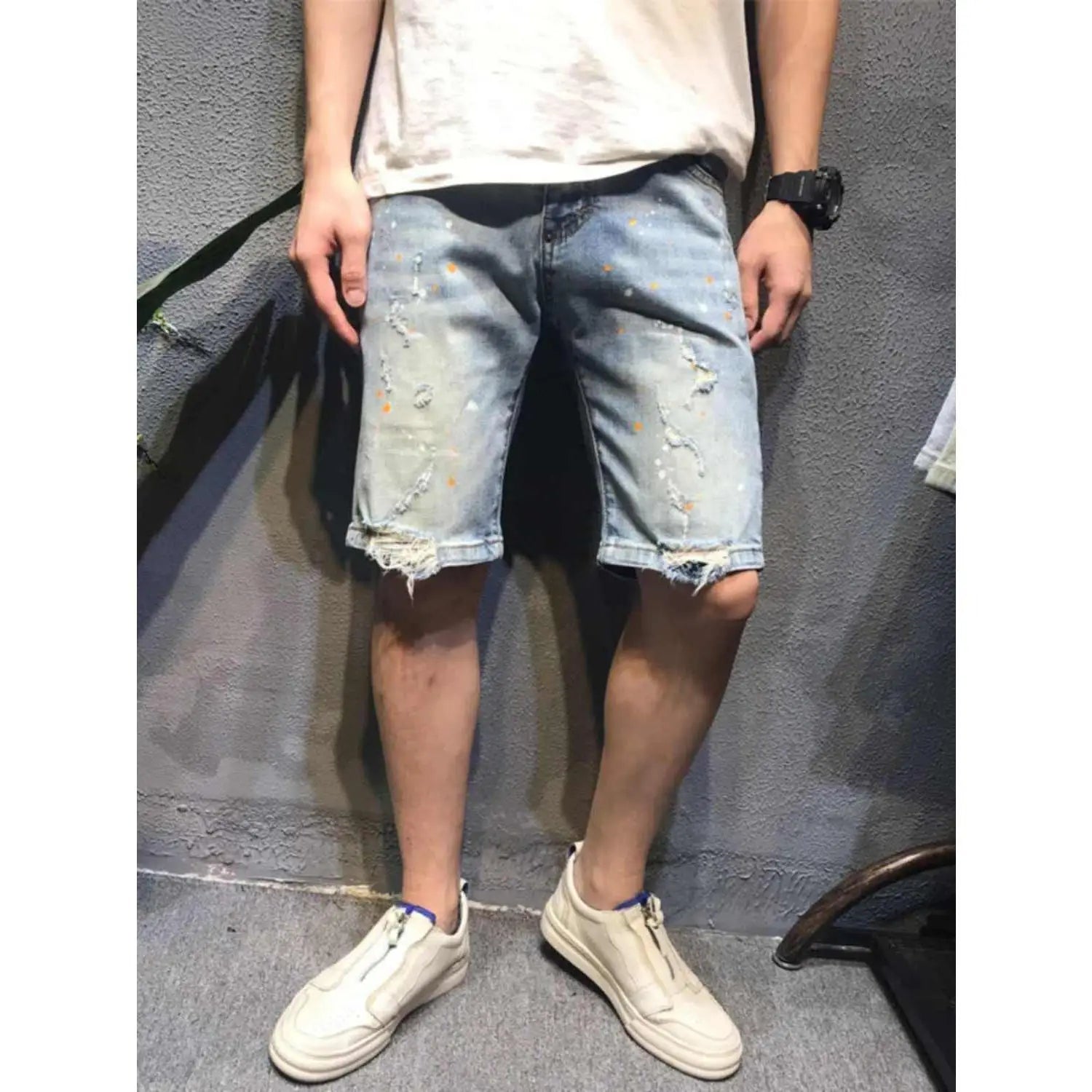Trendy Embroidered Denim Shorts for Men