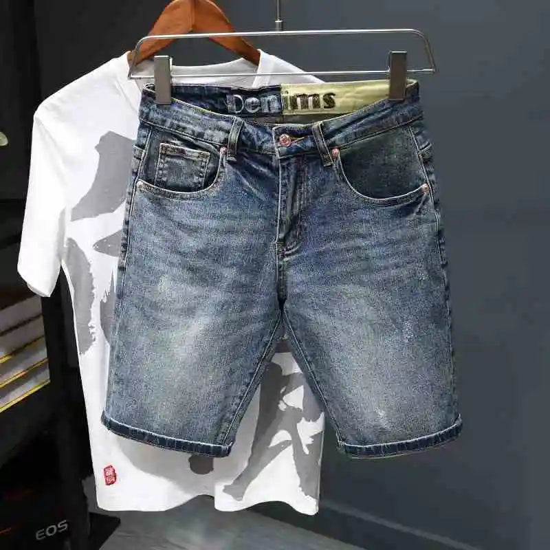 Trendy Embroidered Denim Shorts for Men