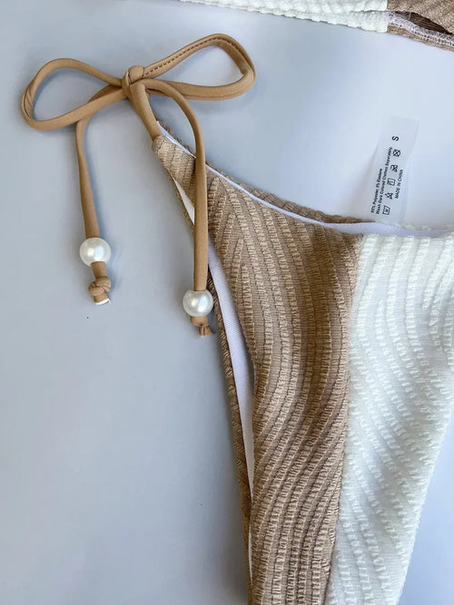 Chic Pearl Ribbed Bikini Set™