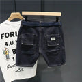 Trendy Black Denim Cargo Shorts