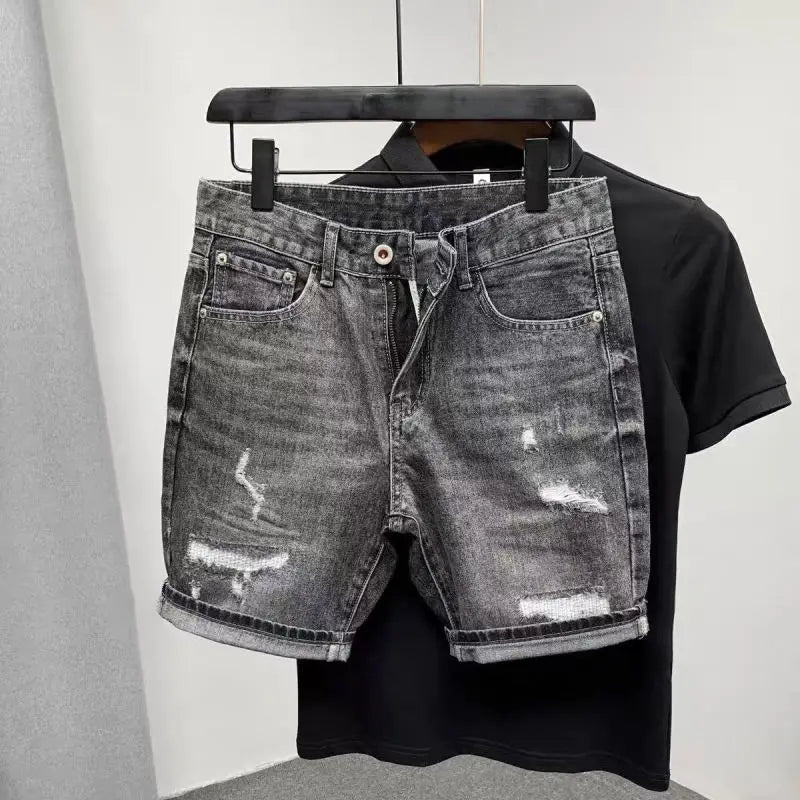 Trendy Korean Slim-Fit Denim Shorts