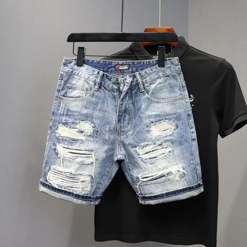 Summer Ripped Denim Shorts for Men