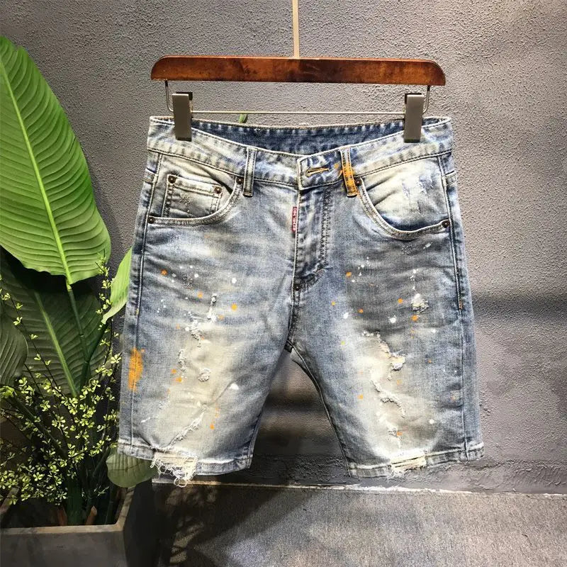 Trendy Embroidered Denim Shorts for Men