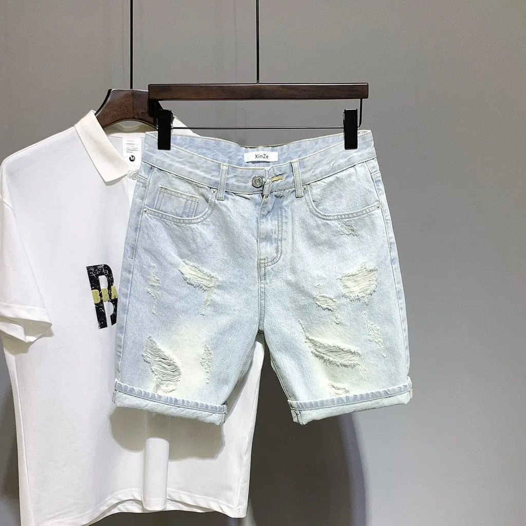 Stylish Ripped Denim Shorts for Boys