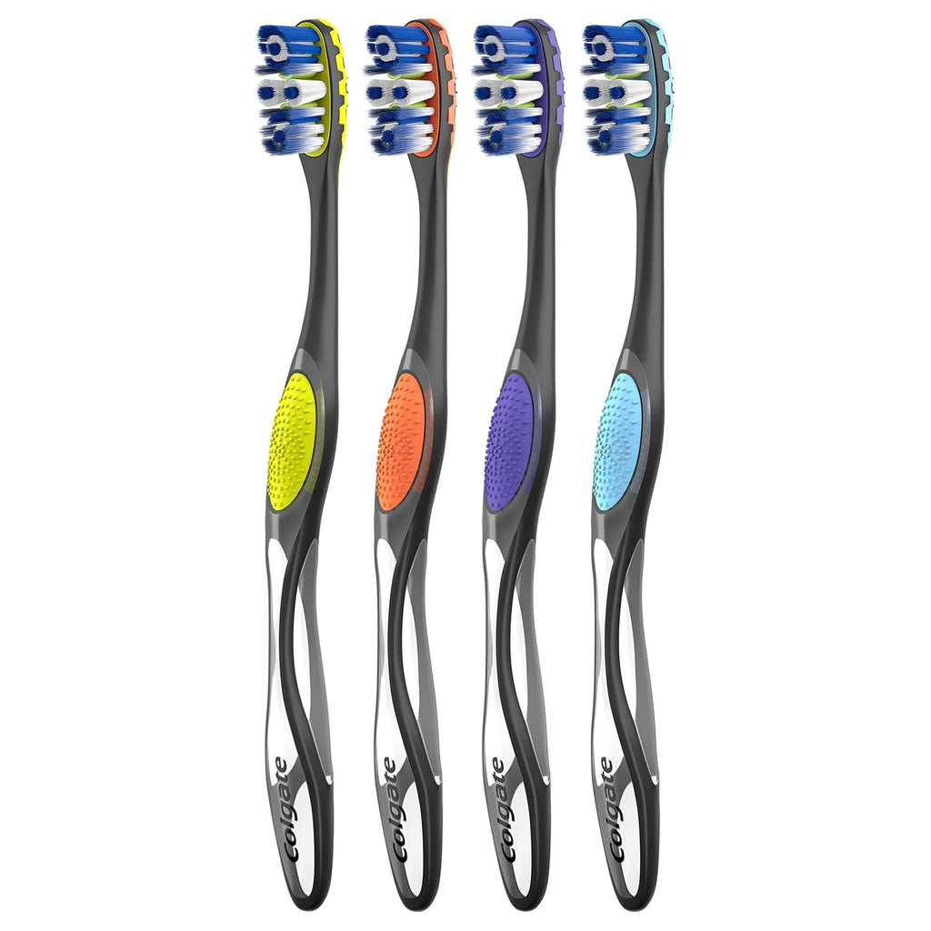 360 Advanced Floss Tip Soft Bristle Toothbrush, 17X Thinner Bristles for Deep Reach between Teeth, Ergonomic Handle with Soft Bristles and Tongue Cleaner, 4 Pack