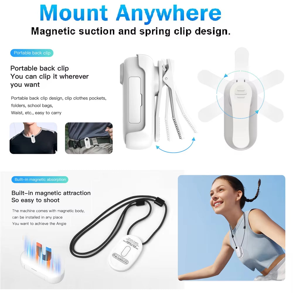 2025 Ultra Portable 4K Magnetic POV Action Camera with Wireless Mic - Ideal for Sports and Vlogging Adventures!