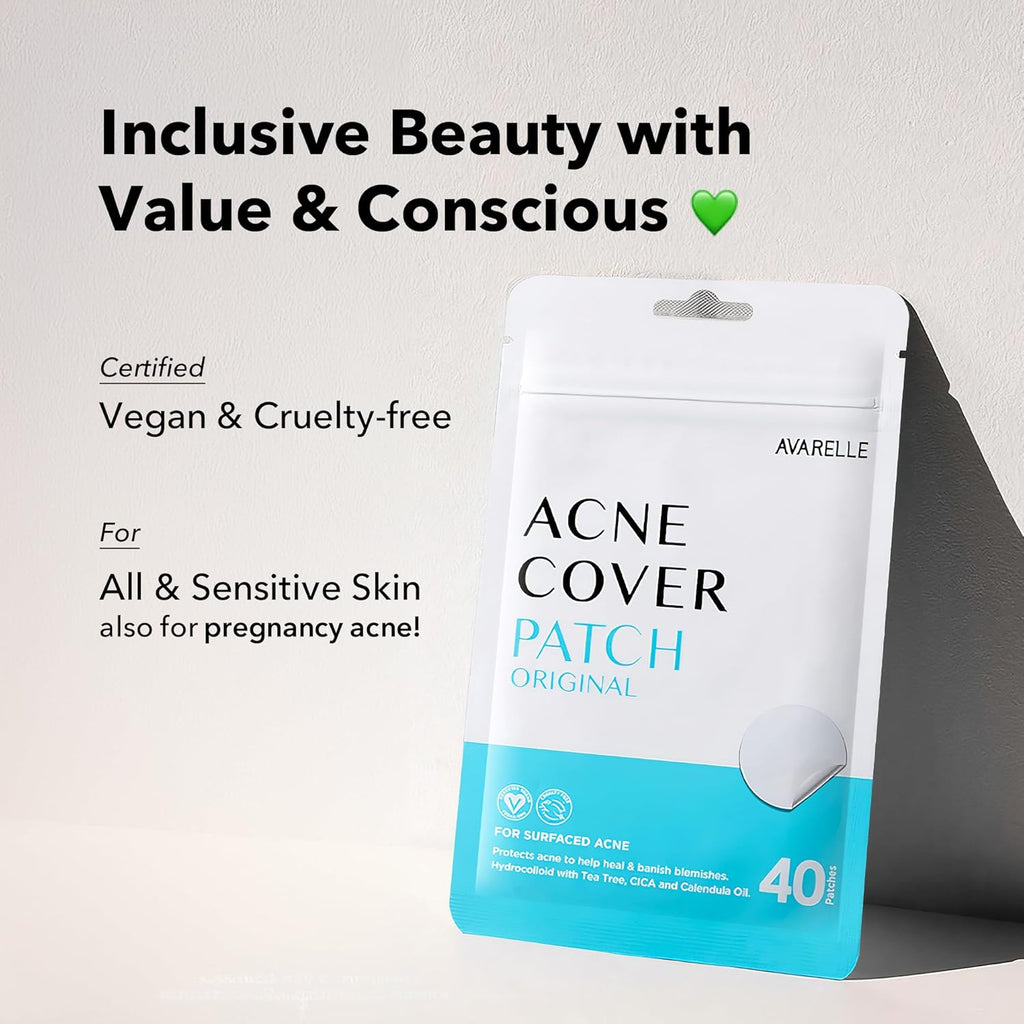 Acne Cover Patches, Eligible Hydrocolloid Pimple Patches for Face with Tea Tree Oil, Korean Skincare Zit Patches for Face | HSA Store Eligible Items | Vegan, Cruelty-Free